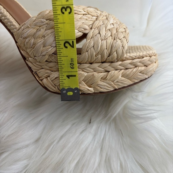 Kate Spade Biege Braided Raffia Espadrilles Woven Sandals - Picture 10 of 14